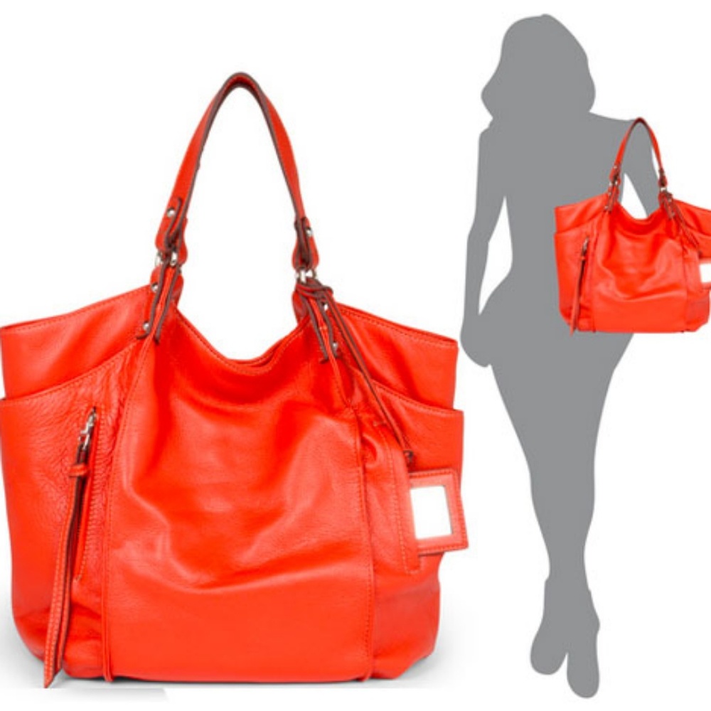KOOBA Logan Leather Tote Bag, Orange